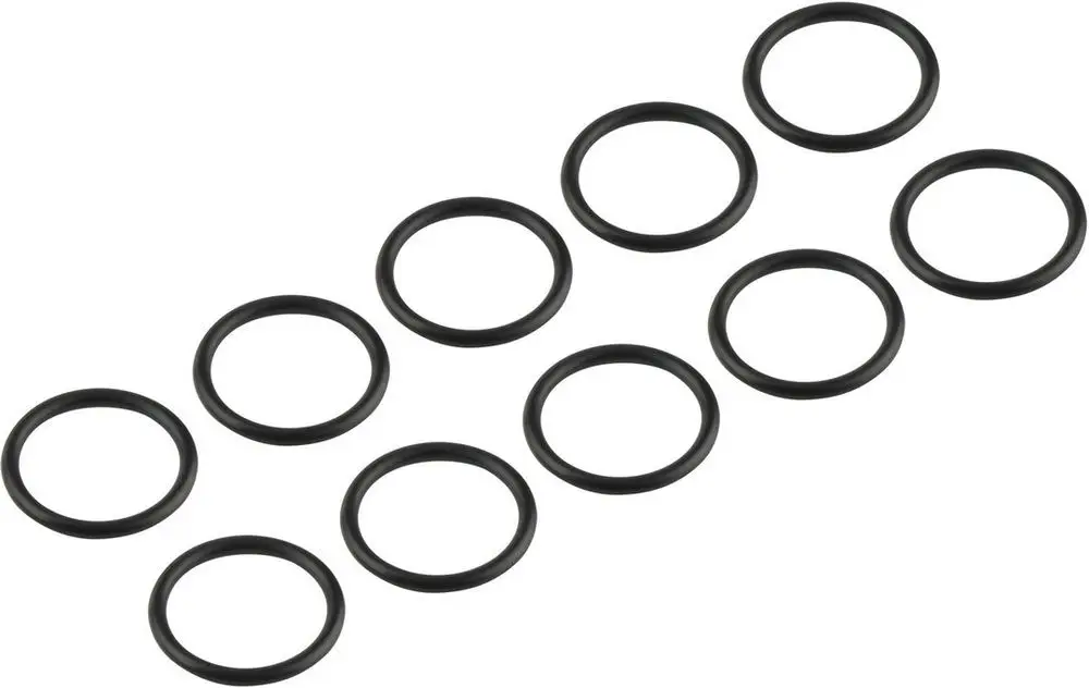 Schwarze O-Ringe in mehreren Größen, in einer Anordnung von zehn Stück. Geeignet für verschiedene Anwendungen, unter anderem von Bosch.